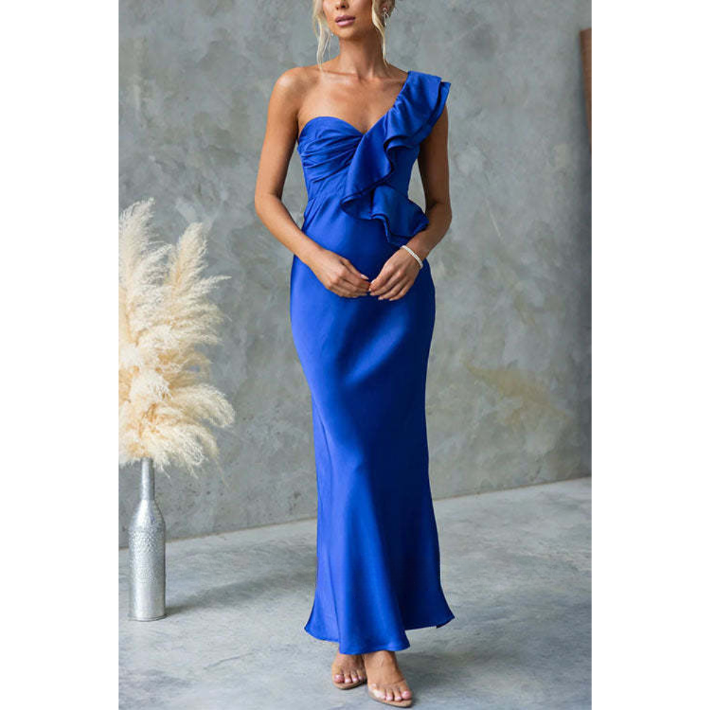 Wies – One-Shoulder Maxi Dress with Ruffle Detail