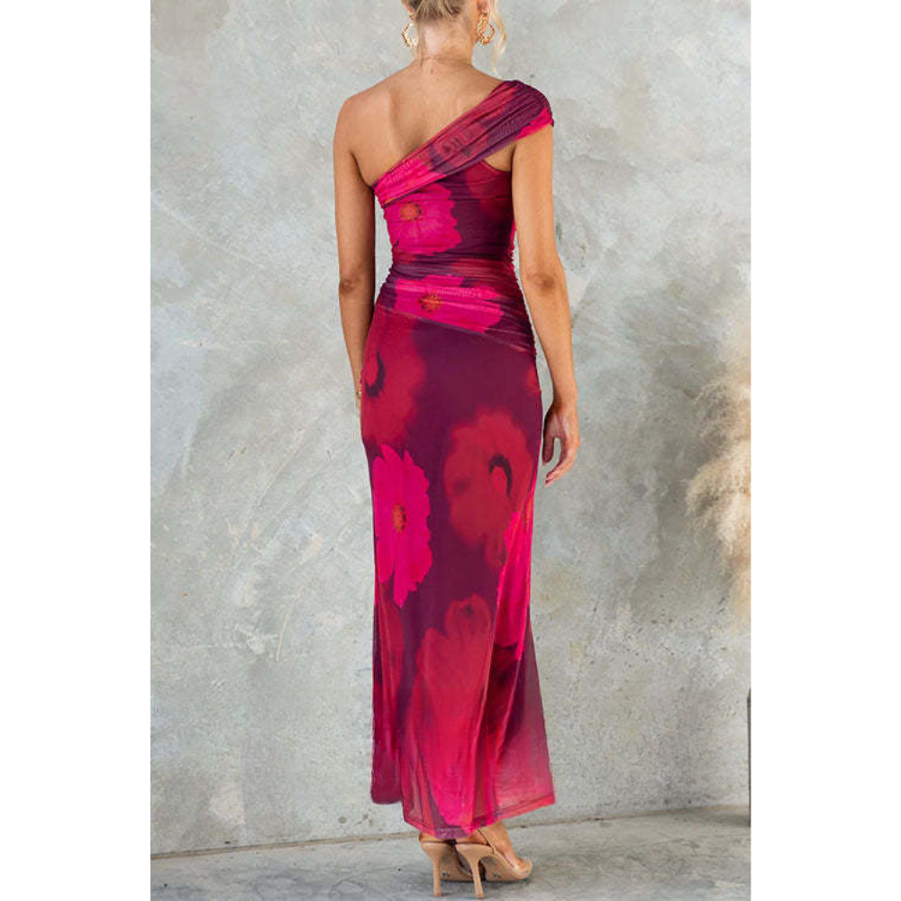 Xanne – Floral Print Maxi Dress with Mesh Details