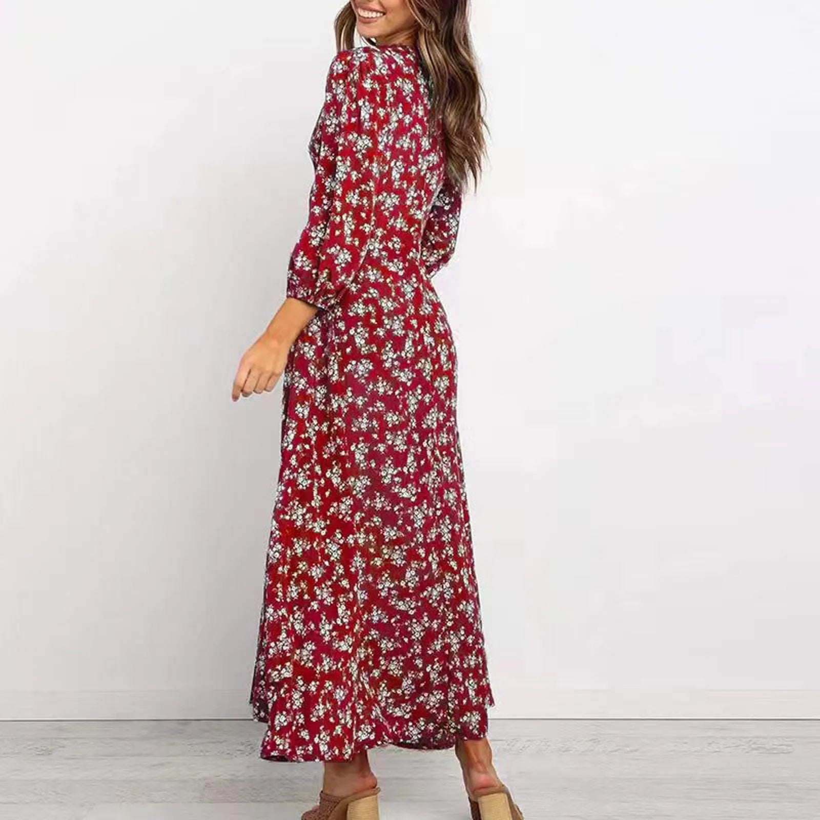 Chloe | Floral Midi Dress with Button Front