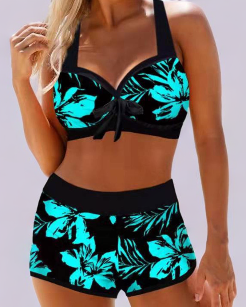 Sherrie - Floral Print High-Waisted Swimsuit