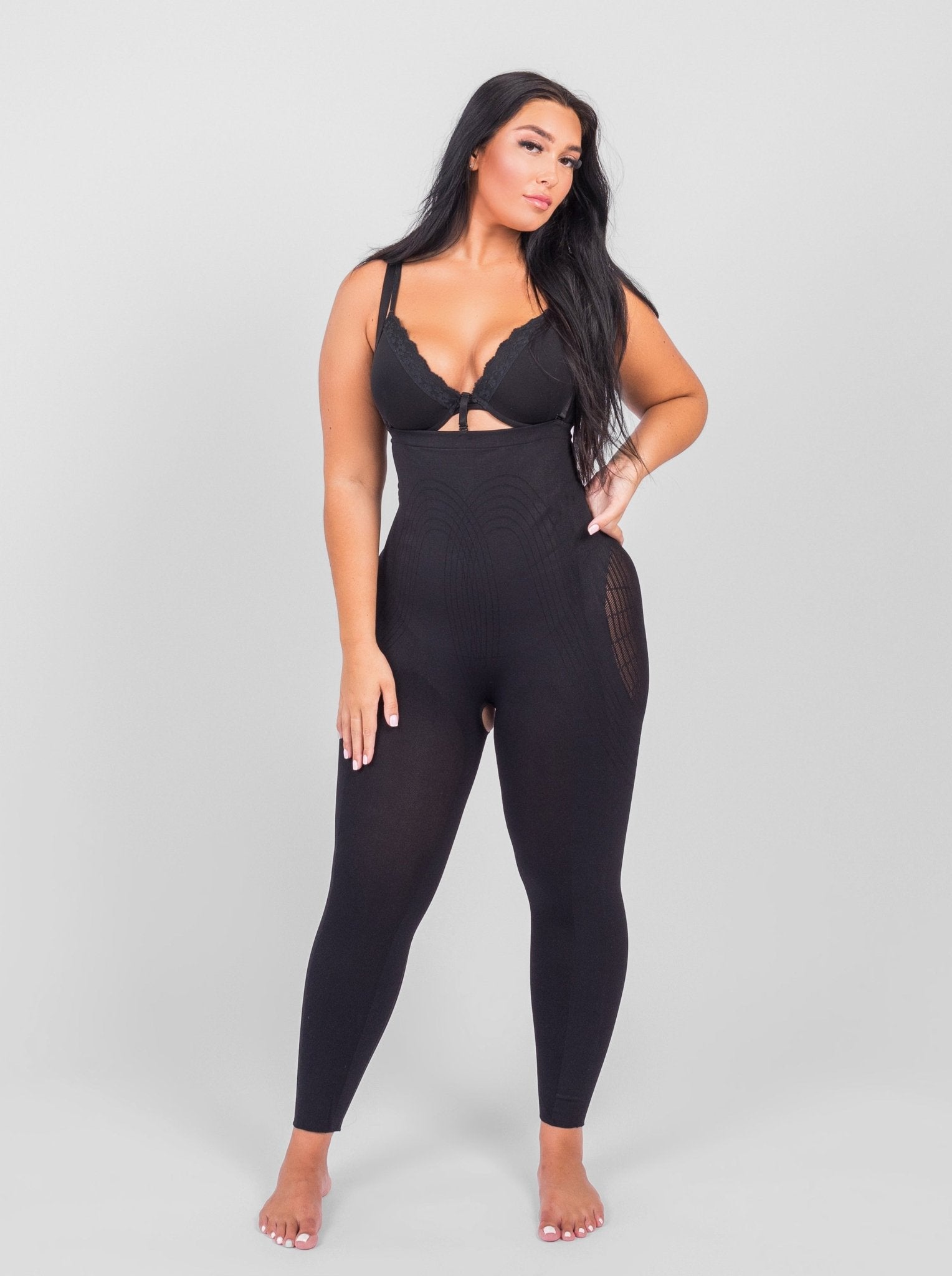 Dhalia - Knee-Length Full Body Shaper with Adjustable Shoulder Straps