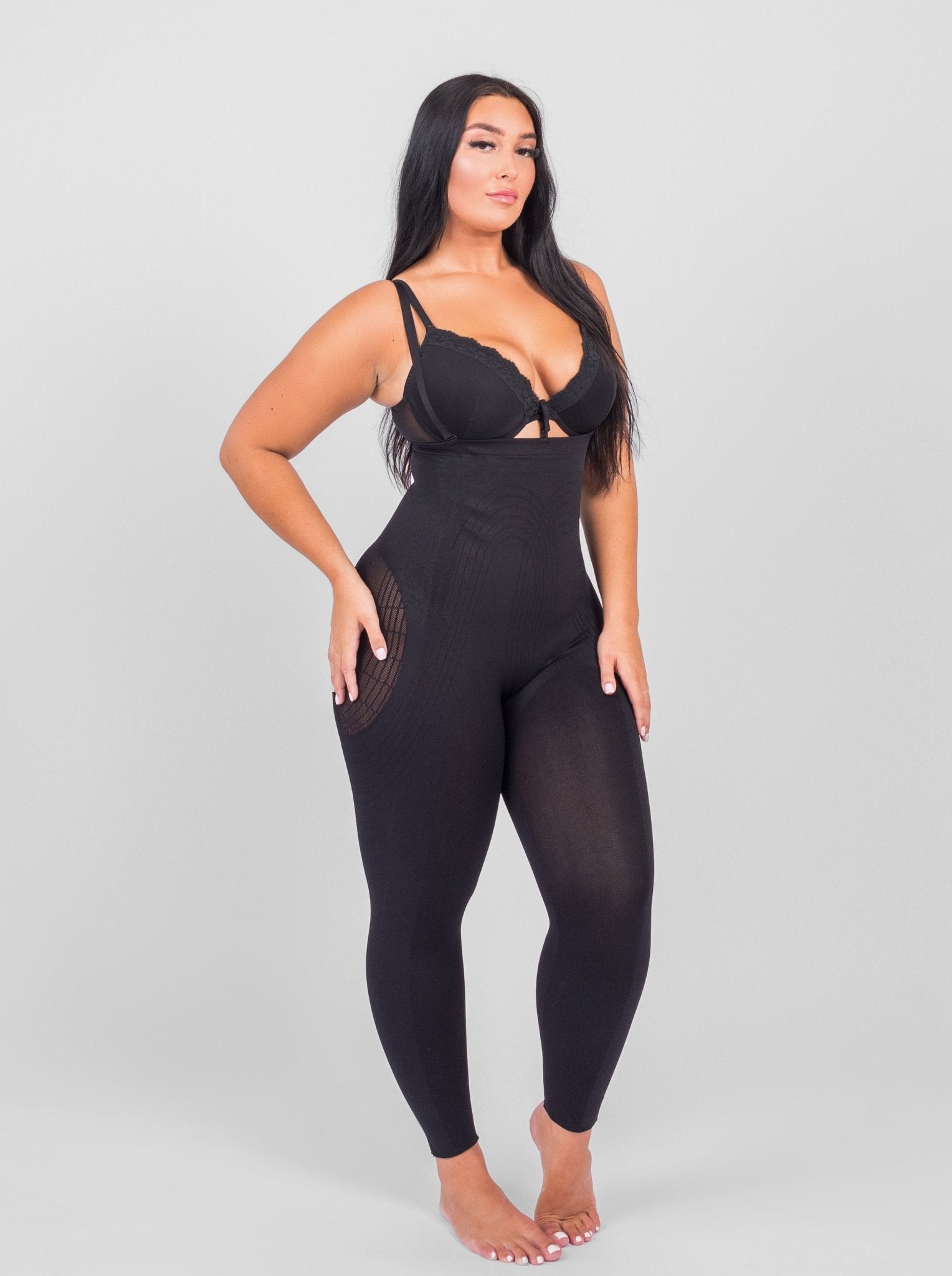 Dhalia - Knee-Length Full Body Shaper with Adjustable Shoulder Straps