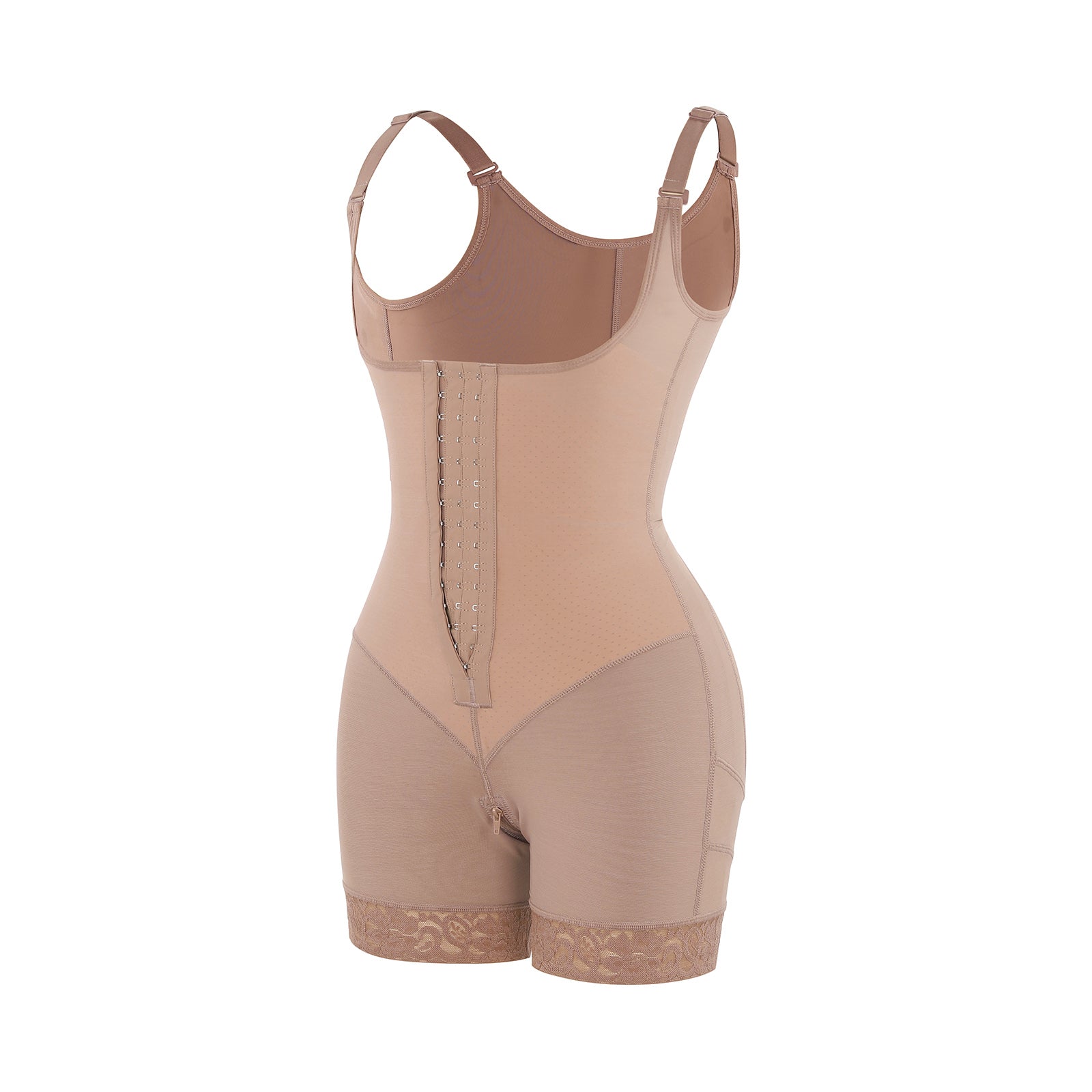 Felicia Short Powernet® - Breathable Latex Body Shapewear with Open Bust, Tummy Control, and Firm Compression.