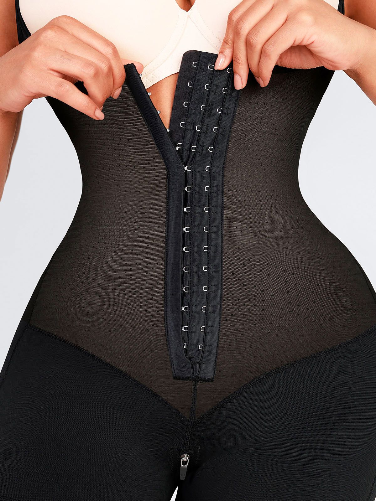 Felicia Short Powernet® - Breathable Latex Body Shapewear with Open Bust, Tummy Control, and Firm Compression.