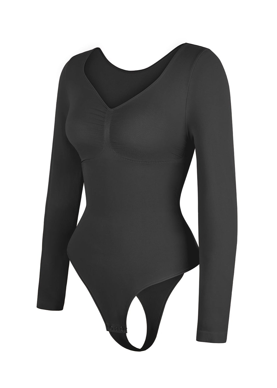Marcella - Seamless Long Sleeve Bodysuit with Thong, Bust Support, and Tummy Shaping
