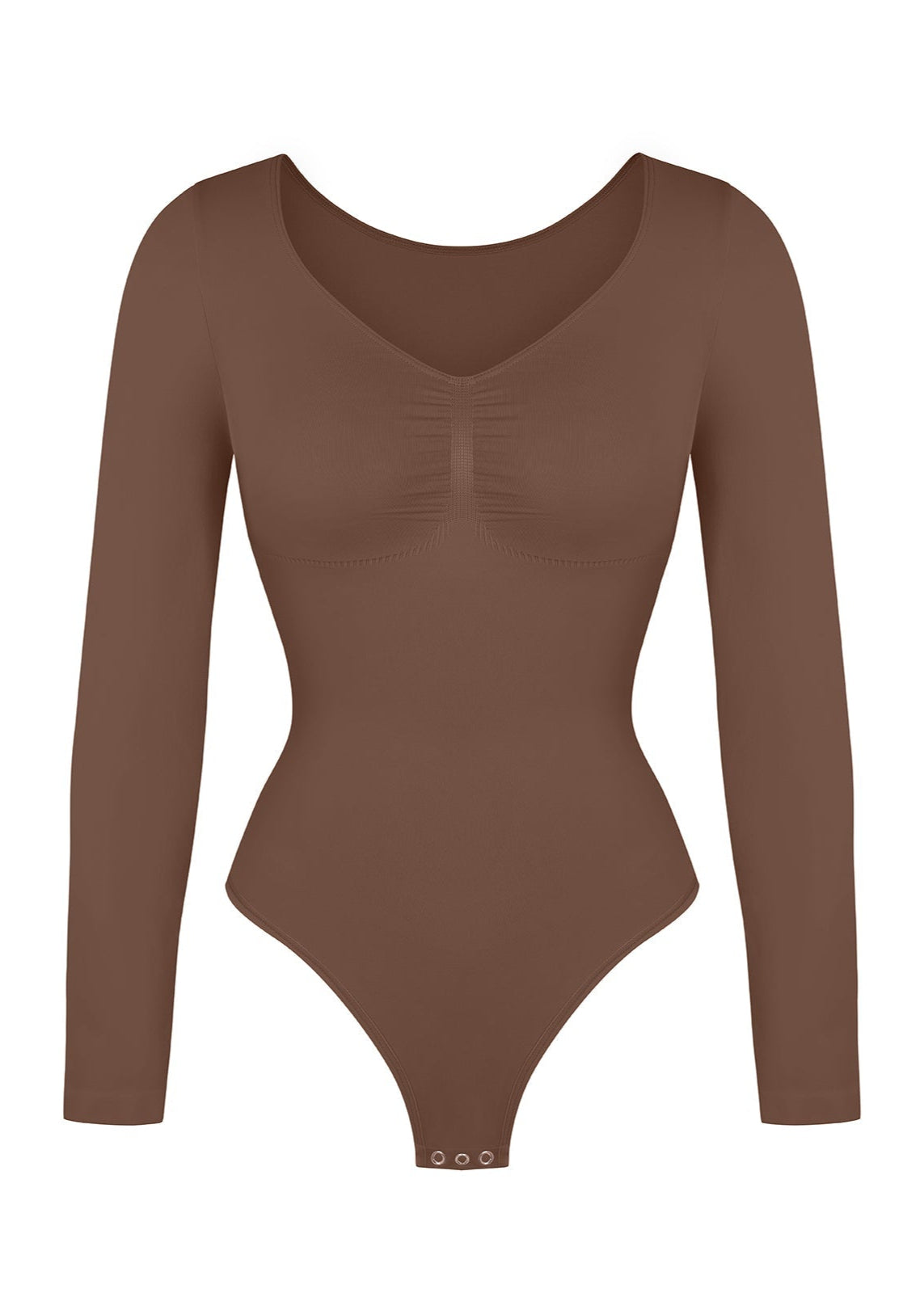 Marcella - Seamless Long Sleeve Bodysuit with Thong, Bust Support, and Tummy Shaping