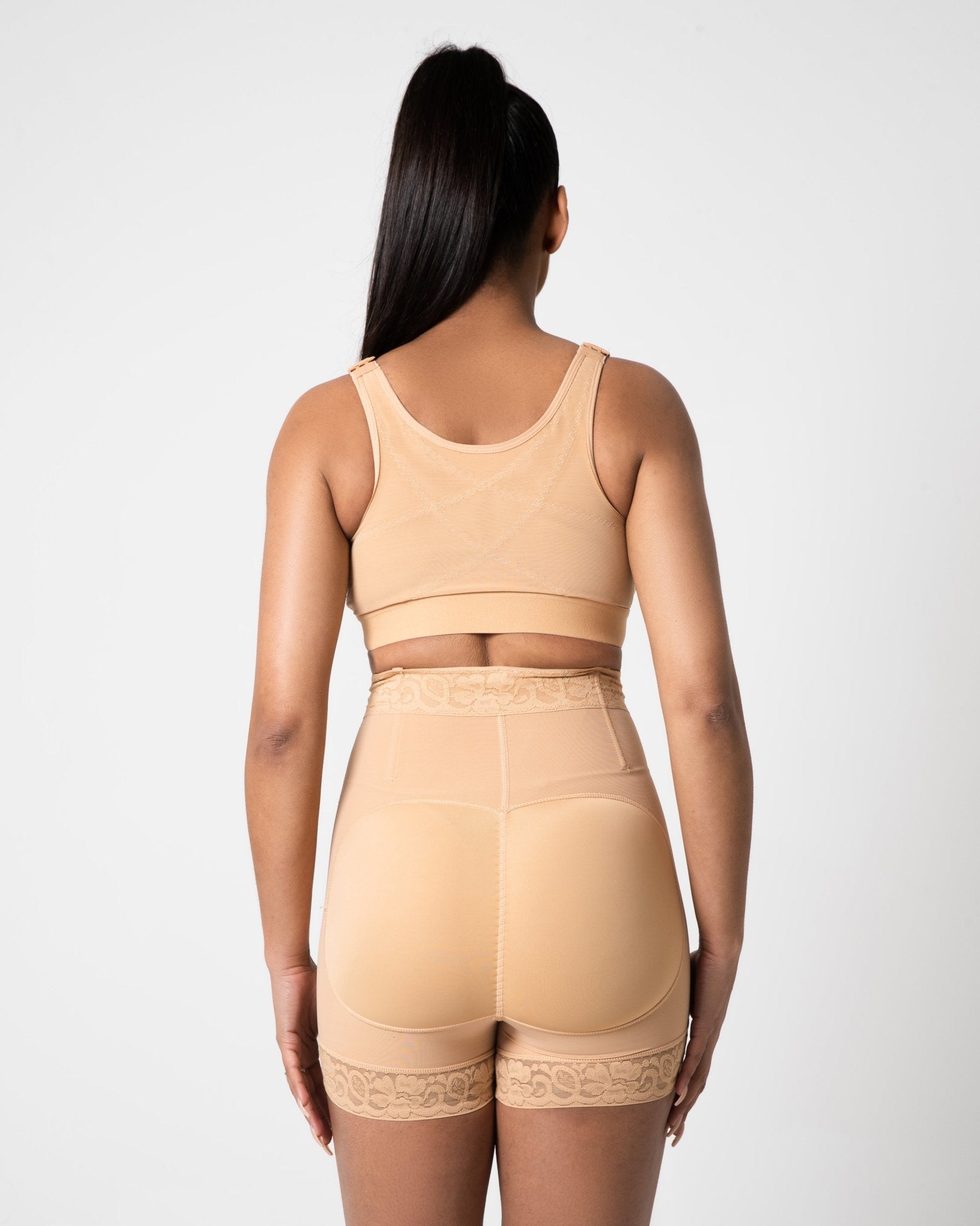 Rose Lace-Trimmed Butt Lifter with Front Zipper - Sleek Belly Control