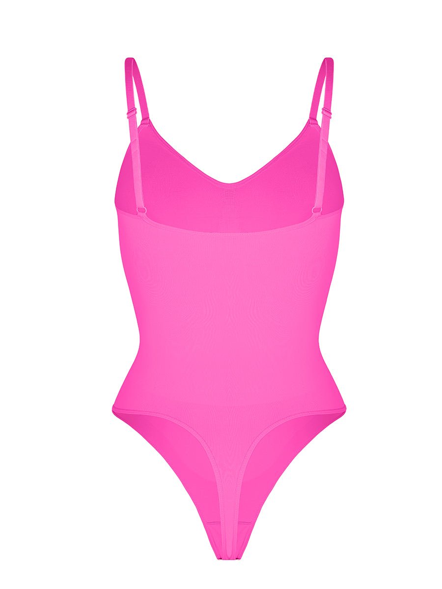 Stefanie - Spaghetti Strap Seamless Bodysuit with String Detail
