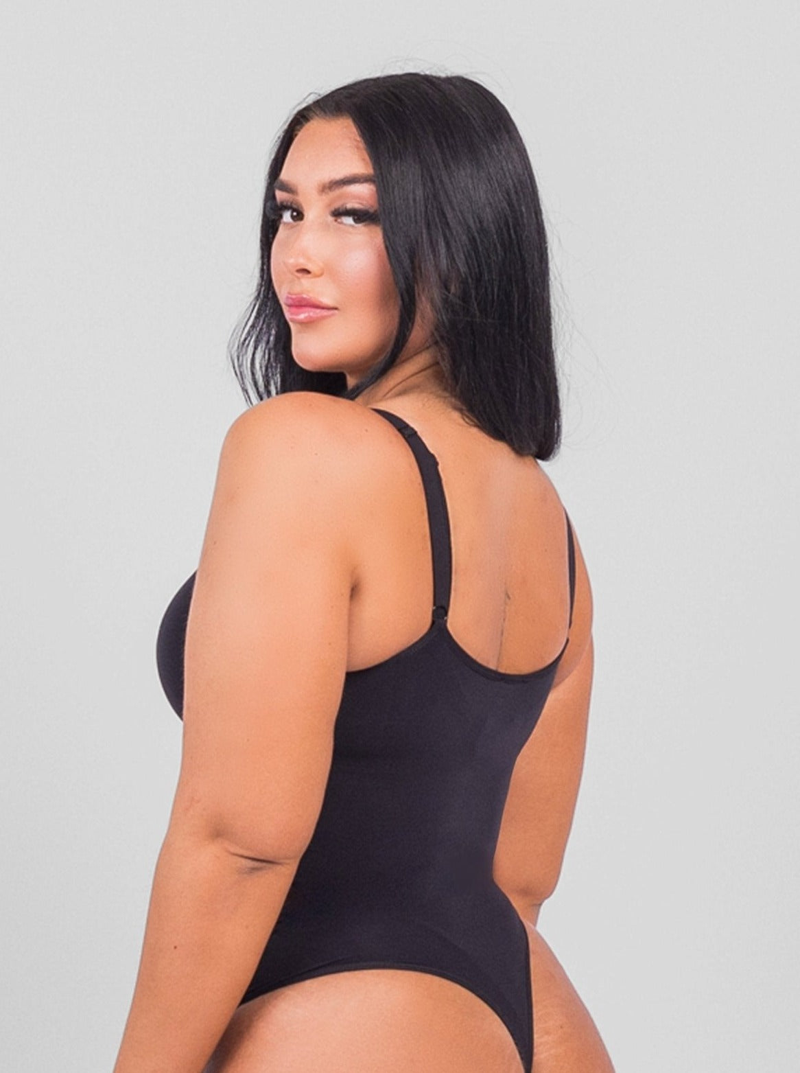 Stefanie - Spaghetti Strap Seamless Bodysuit with String Detail