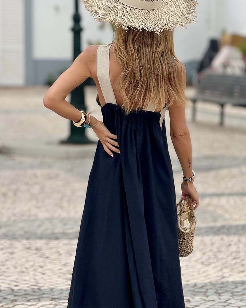 Cross Neck Floor-Length Dress