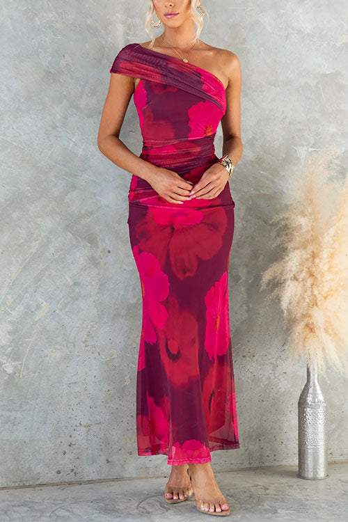 Floral Elegance: One-Shoulder Dress