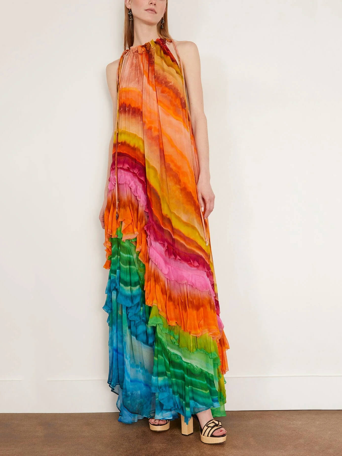 Multi-Colored Jade Ruffle Dress