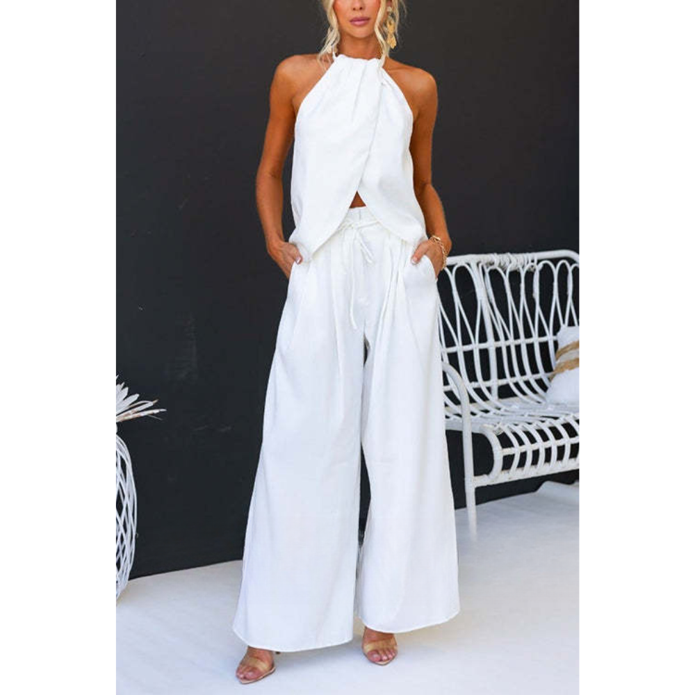 Chantal – Halter Neck Pants Set with Side Split