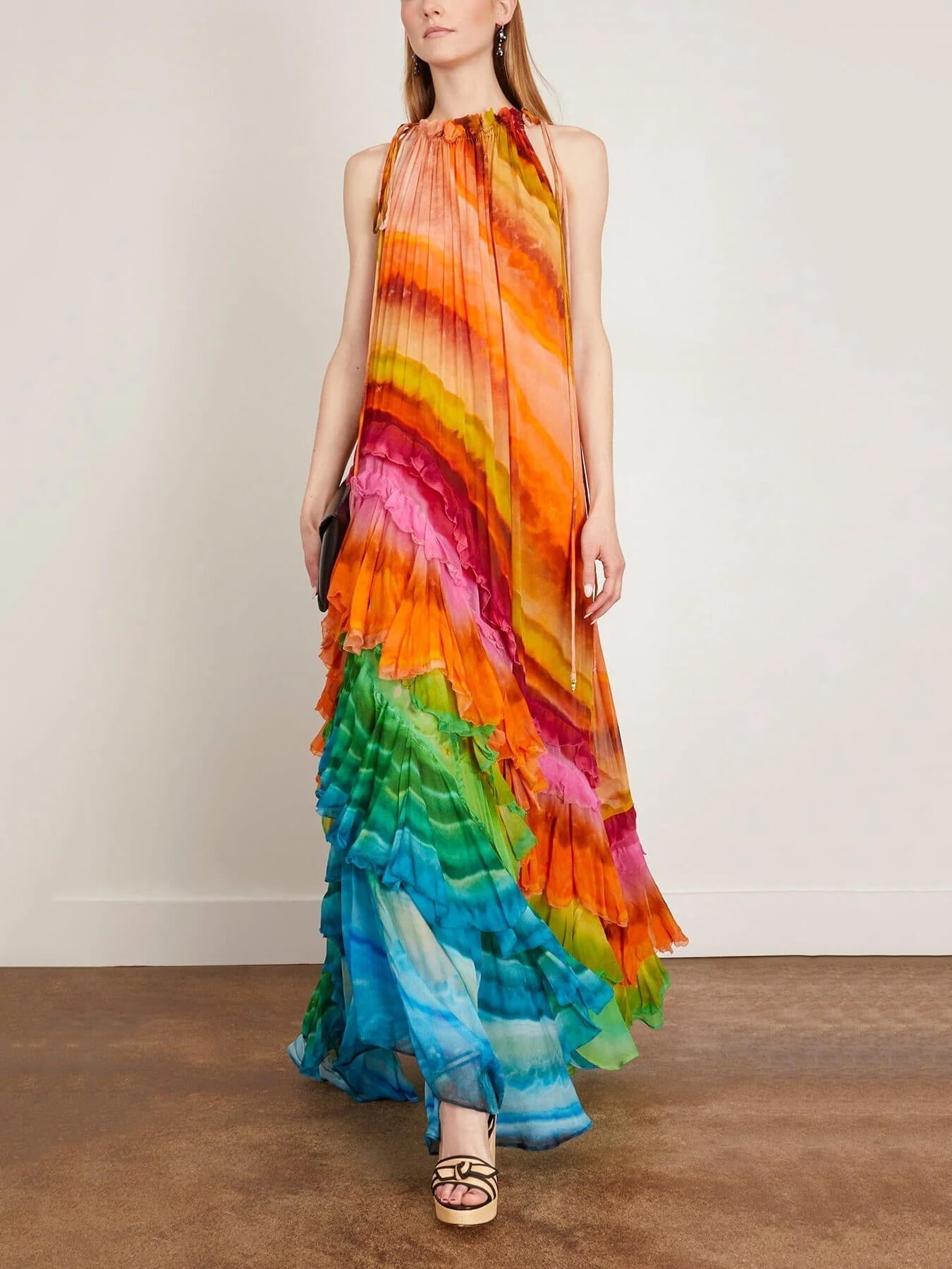 Multi-Colored Jade Ruffle Dress