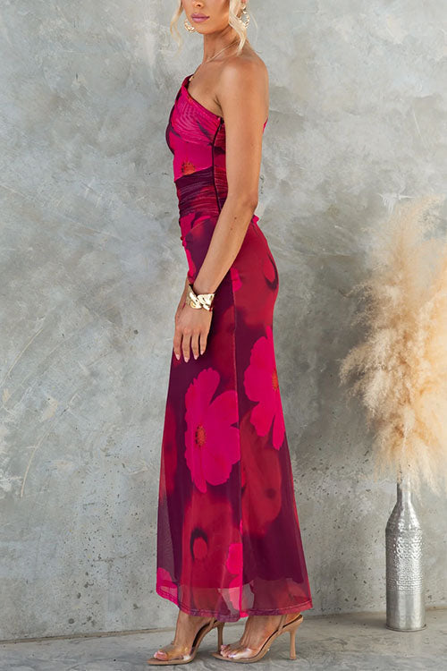 Floral Elegance: One-Shoulder Dress