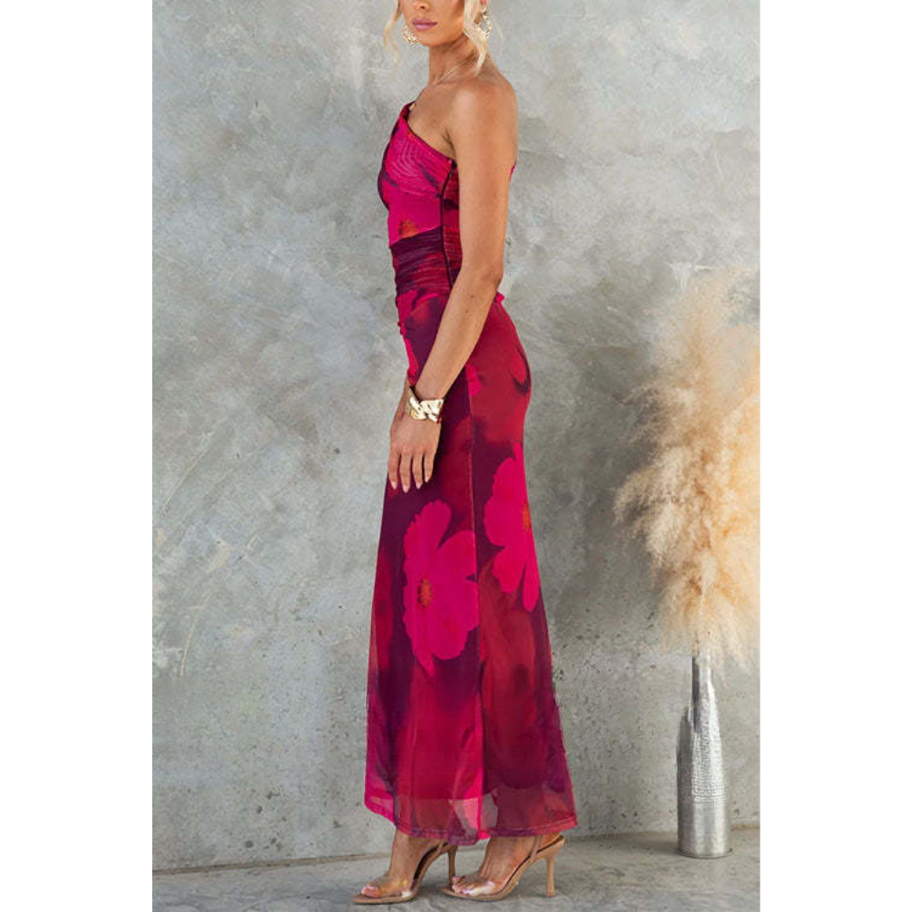 Xanne – Floral Print Maxi Dress with Mesh Details