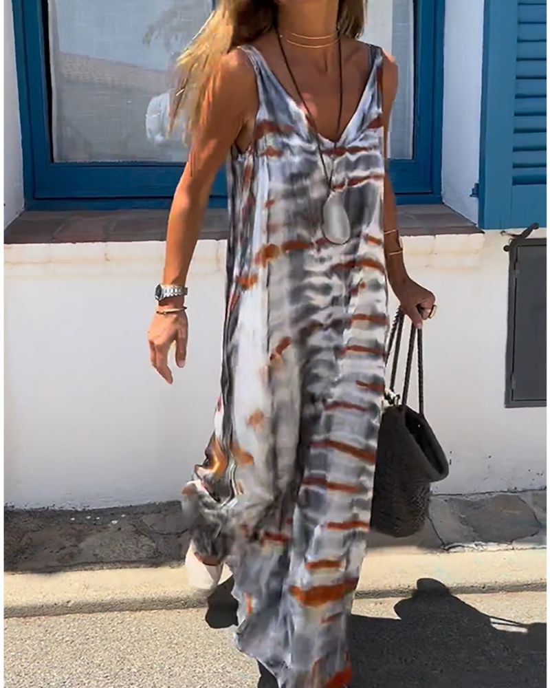 Noor - Sleeveless Tie-Dye Print Dress