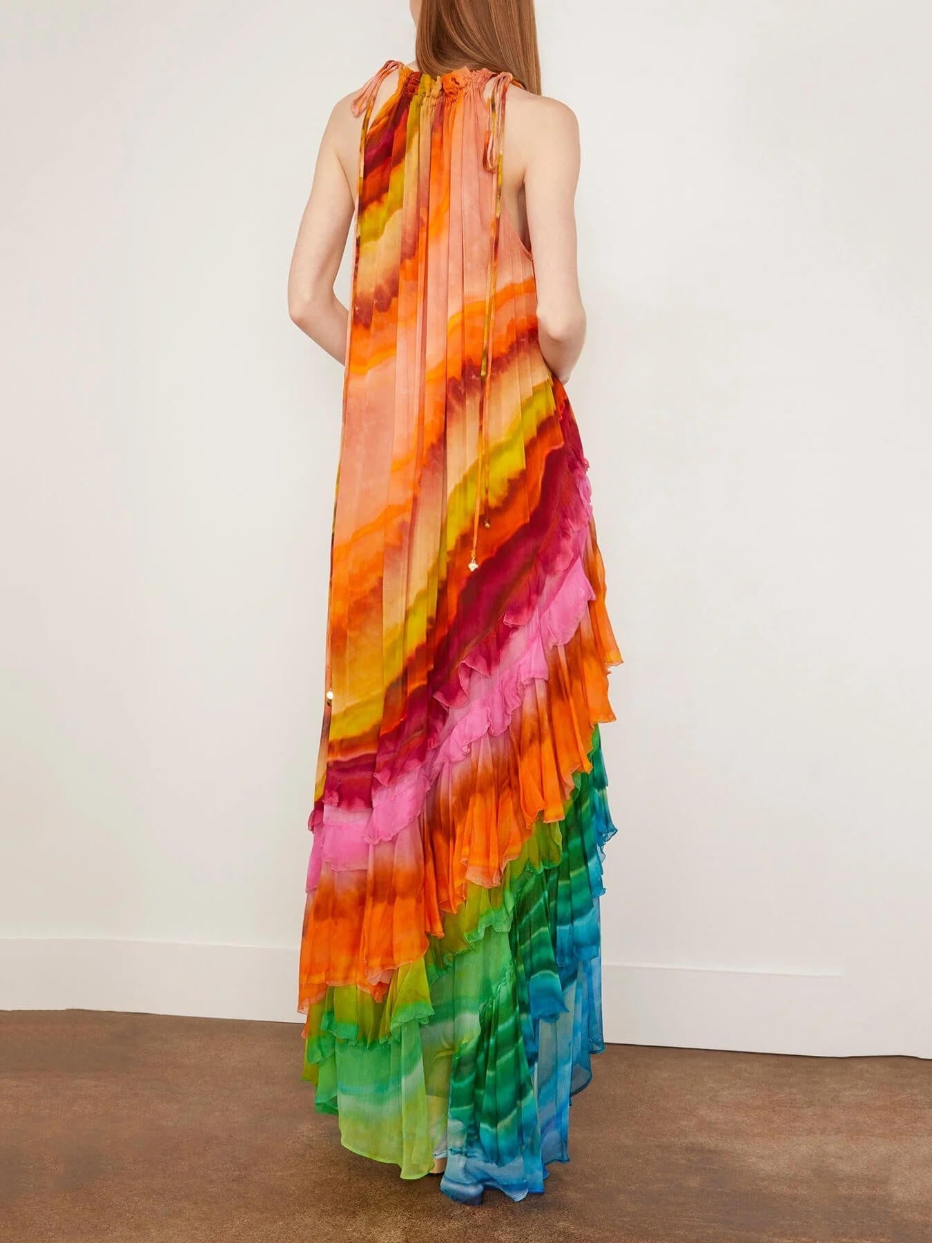 Multi-Colored Jade Ruffle Dress