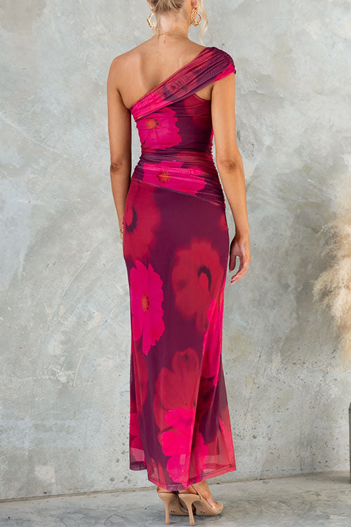 Floral Elegance: One-Shoulder Dress