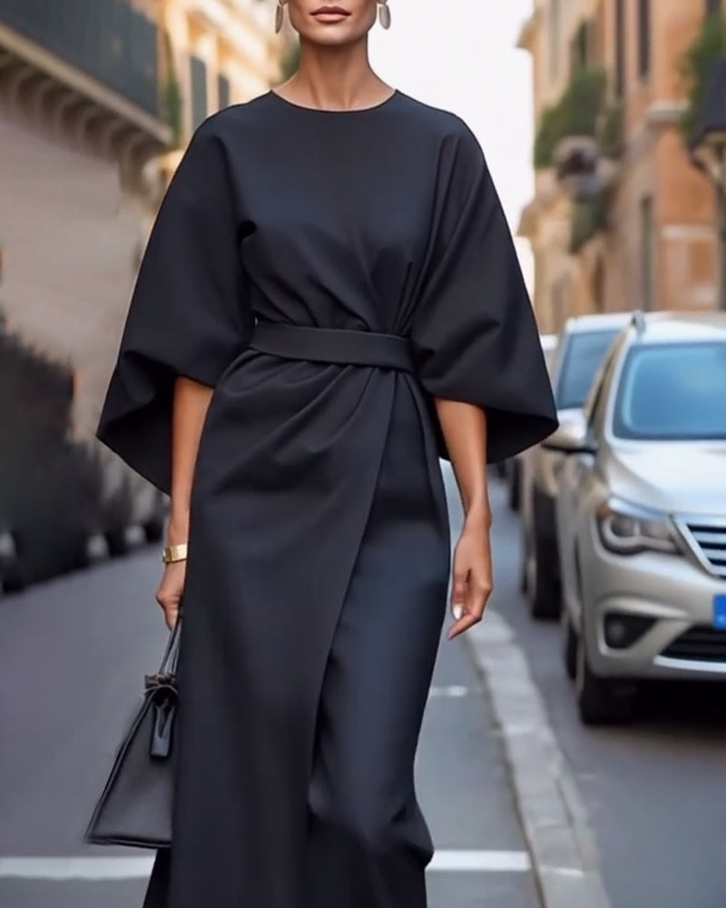 Sietske™ | Lantern Sleeve Dress with Belt