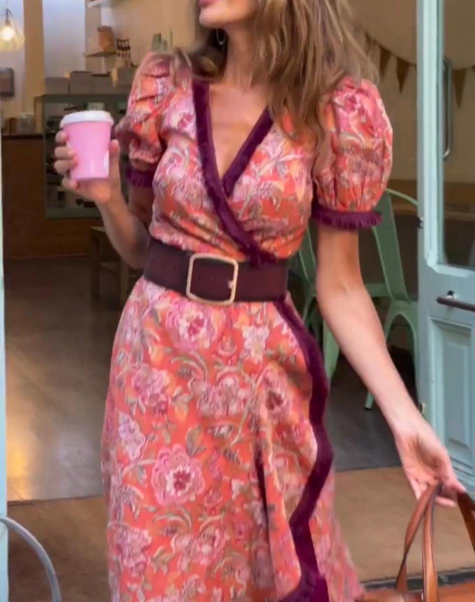 Elske - Short Sleeve Pink Maxi Dress