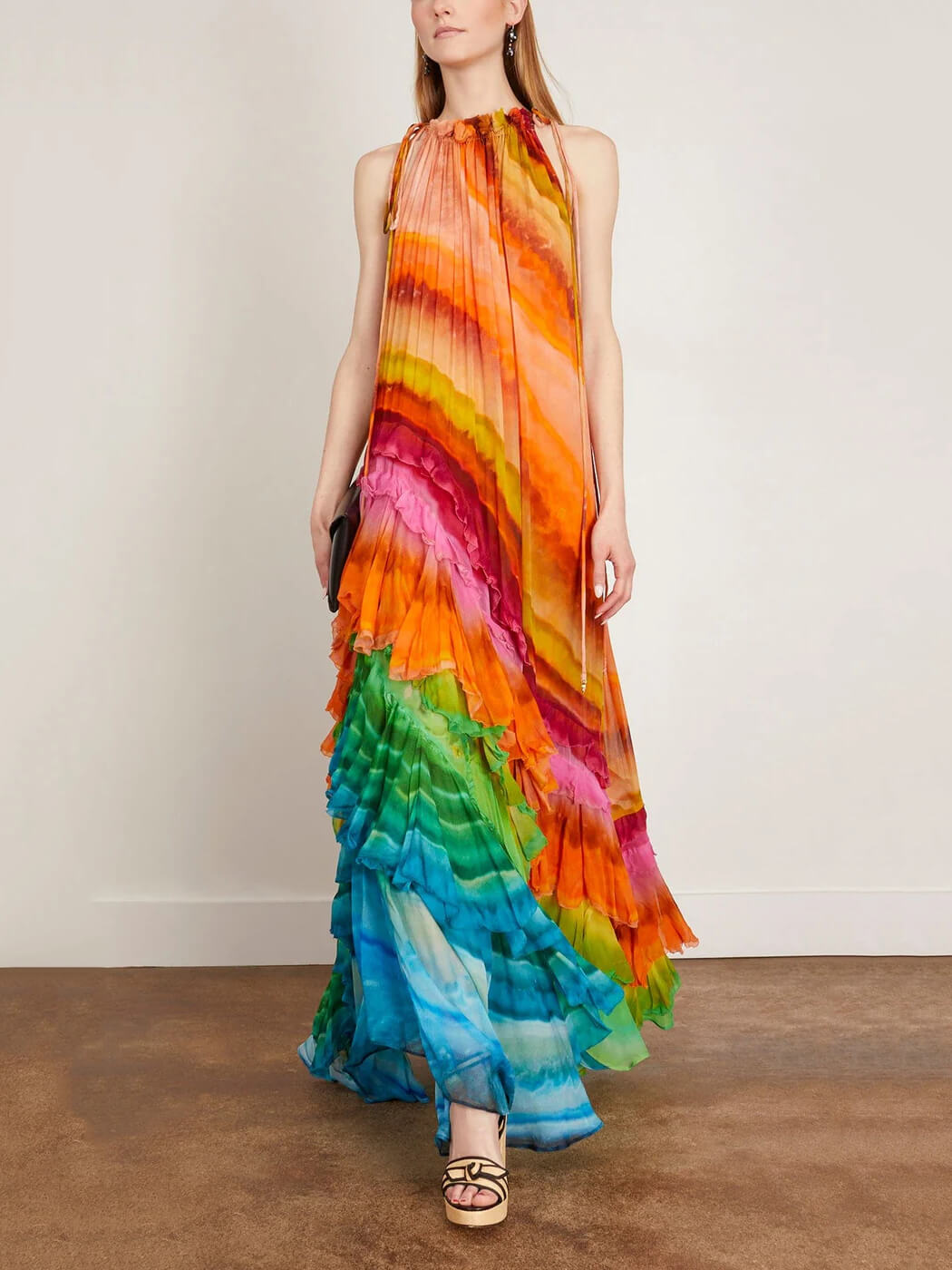 Multi-Colored Jade Ruffle Dress