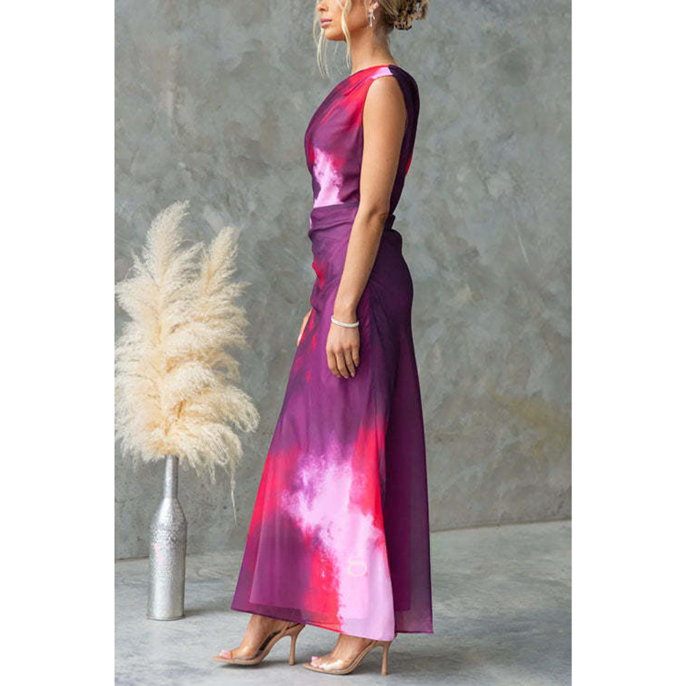 Quirine – Asymmetrical Tie-Dye One-Shoulder Dress