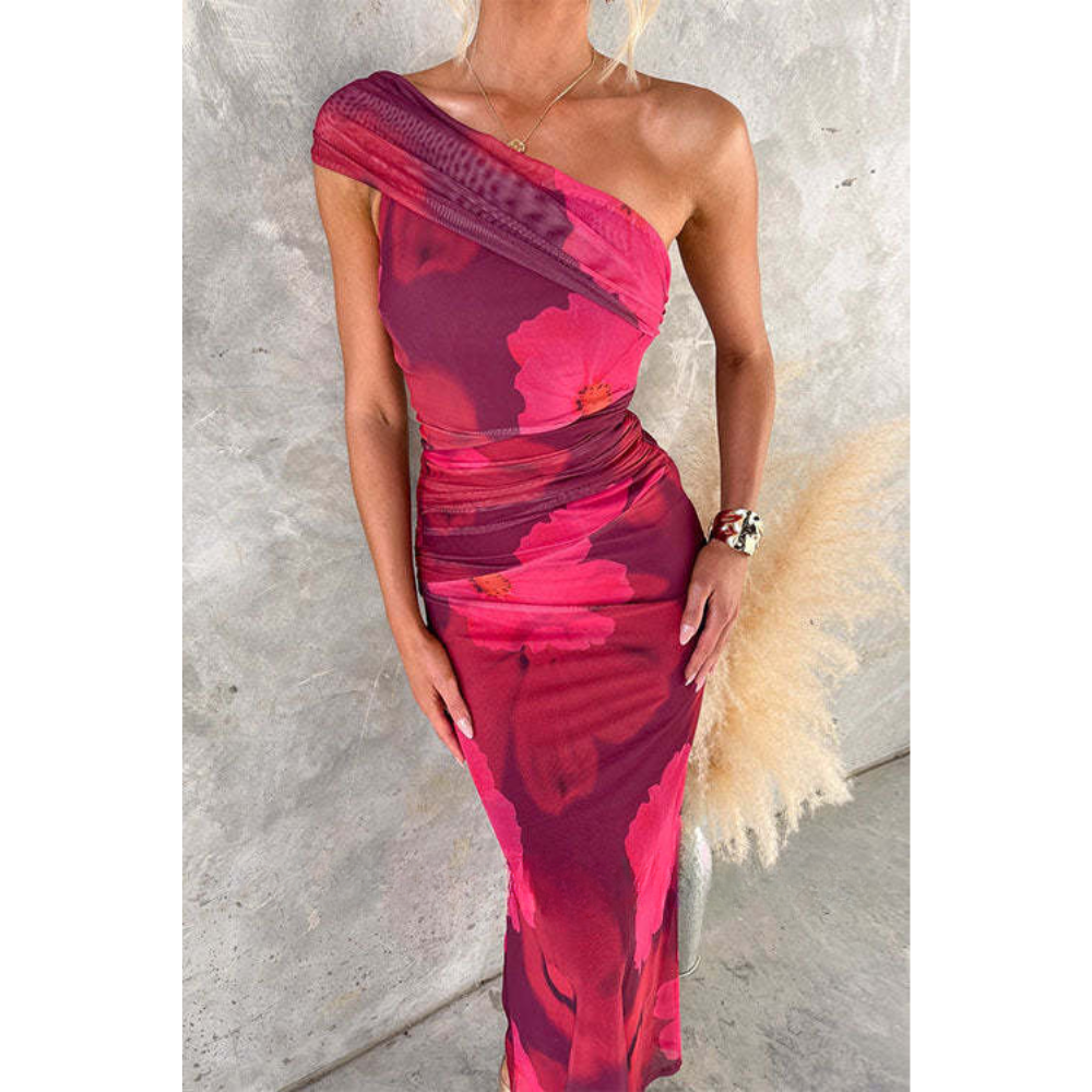 Xanne – Floral Print Maxi Dress with Mesh Details
