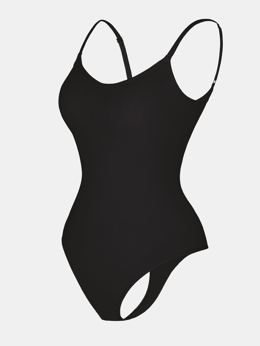Stefanie - Spaghetti Strap Seamless Bodysuit with String Detail