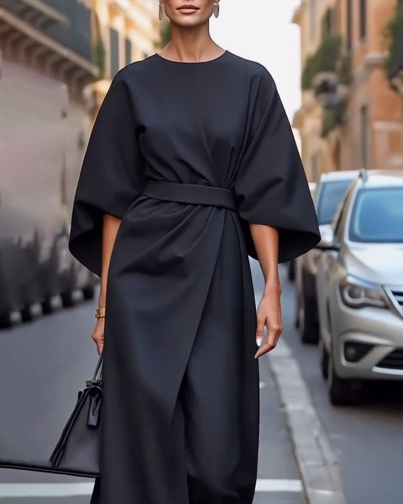 Sietske™ | Lantern Sleeve Dress with Belt