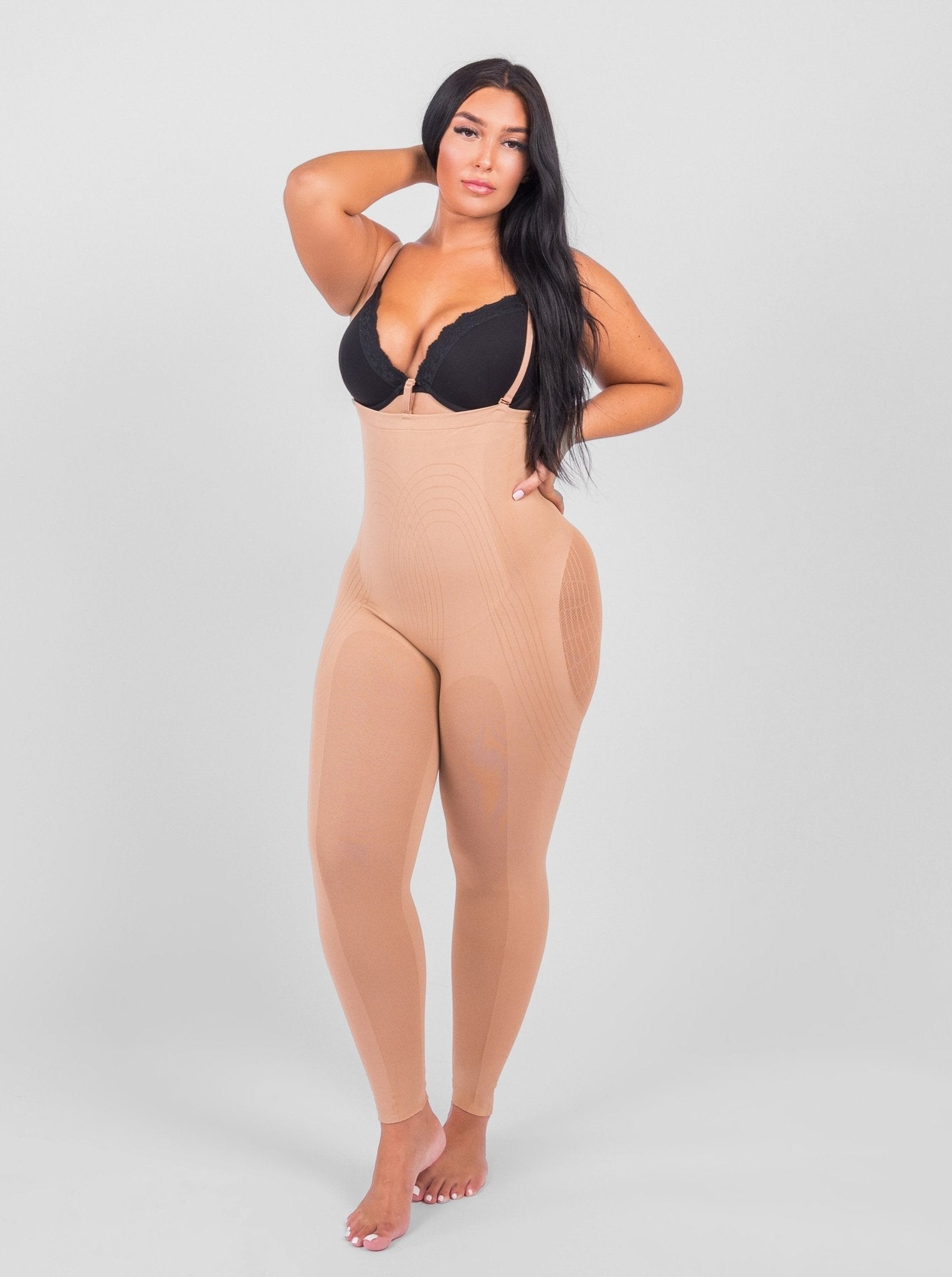 Dhalia - Knee-Length Full Body Shaper with Adjustable Shoulder Straps