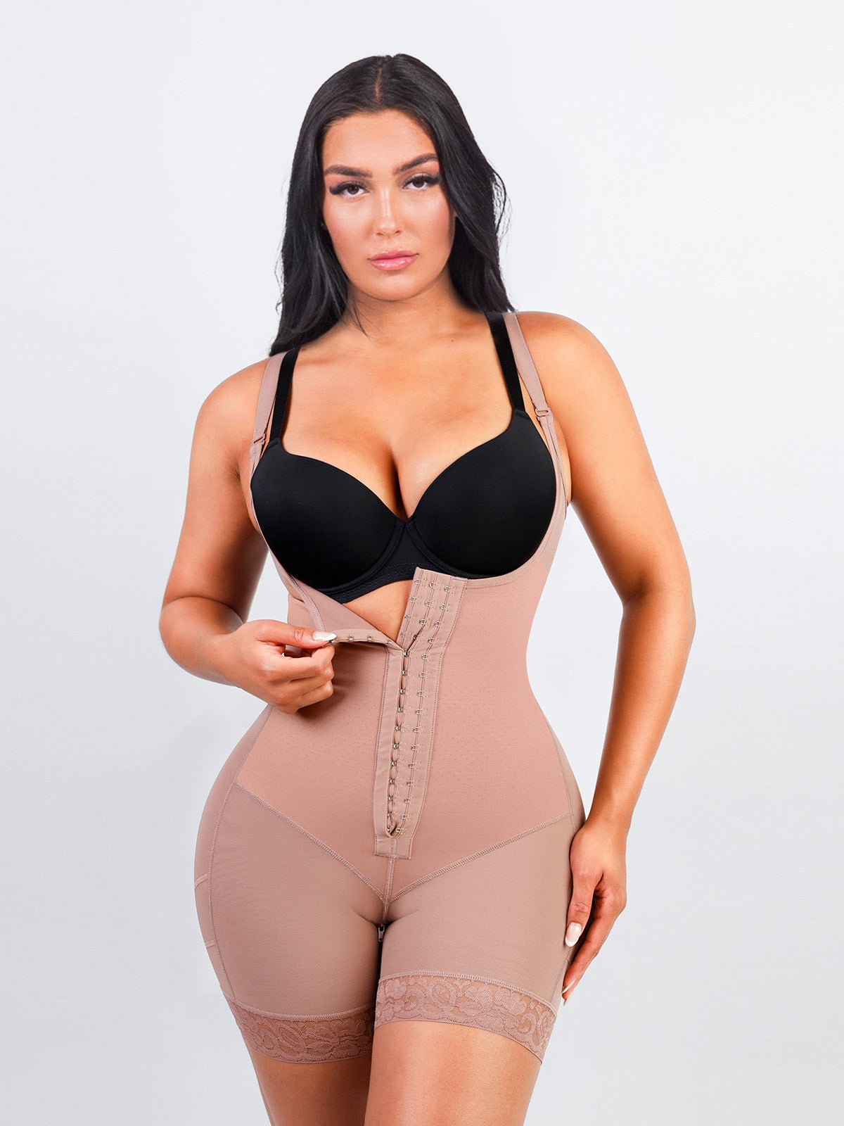 Felicia Short Powernet® - Breathable Latex Body Shapewear with Open Bust, Tummy Control, and Firm Compression.