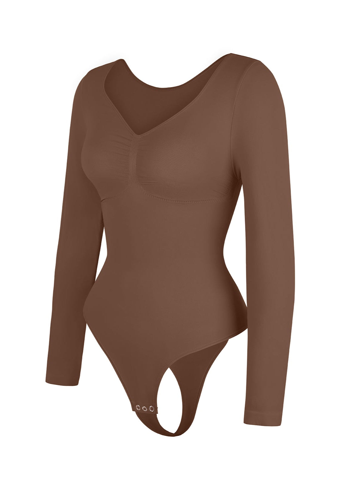 Marcella - Seamless Long Sleeve Bodysuit with Thong, Bust Support, and Tummy Shaping
