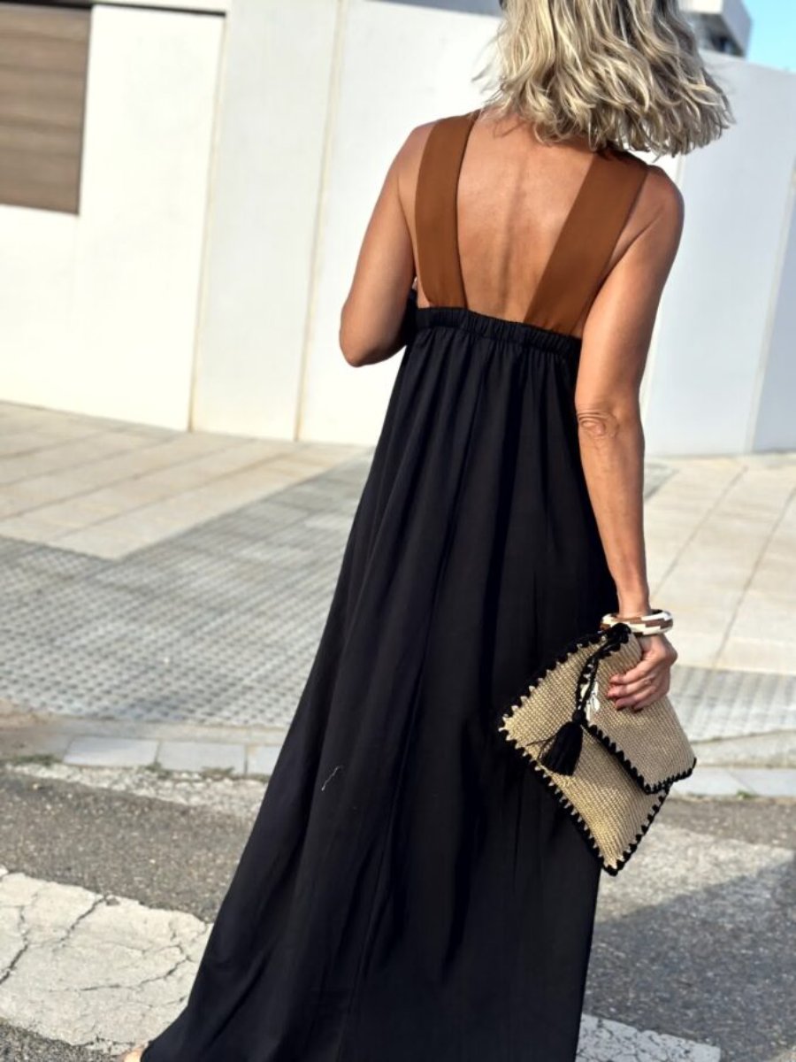 Cross Neck Floor-Length Dress