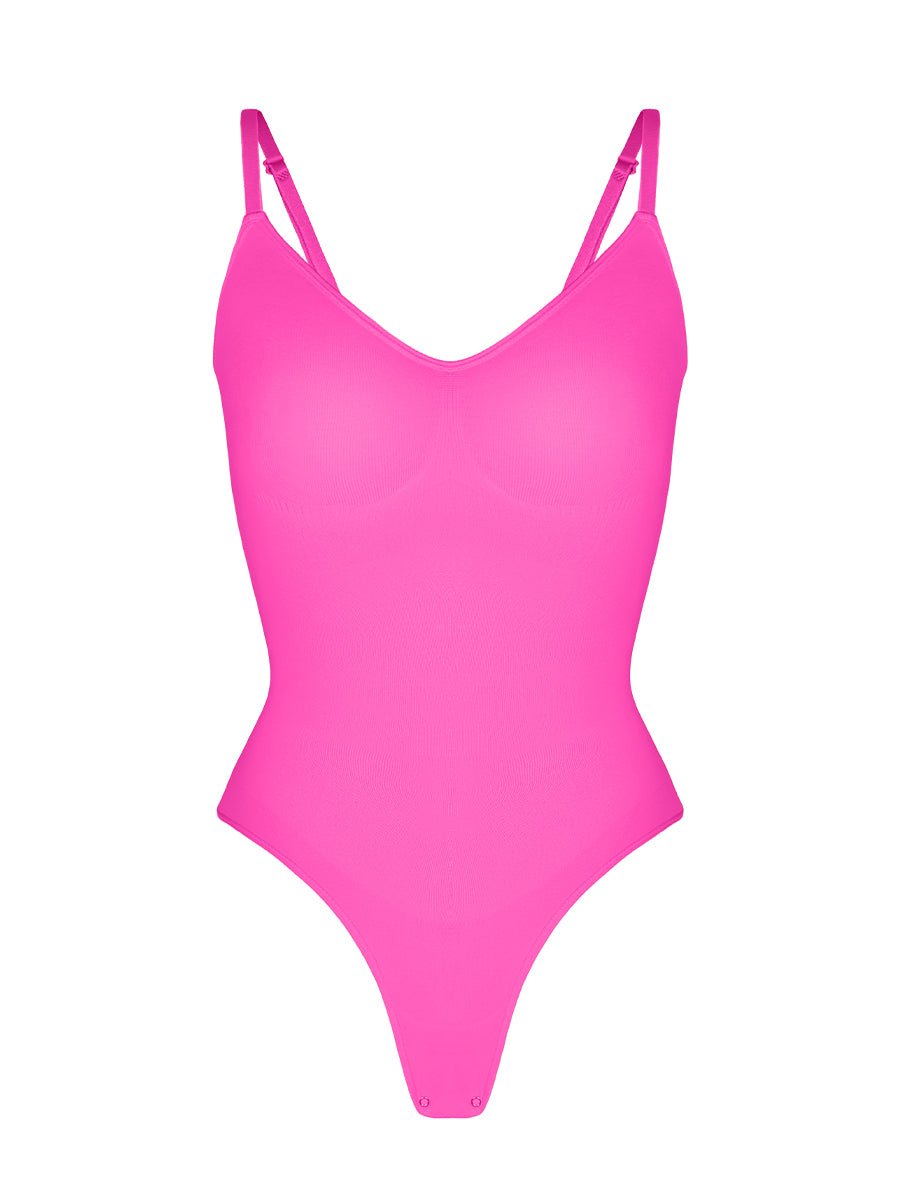 Stefanie - Spaghetti Strap Seamless Bodysuit with String Detail